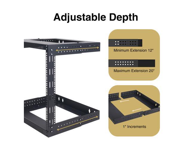 Sound Town 2-Post 15U Wall-Mount Open Frame Server and Network Equipment Rack with Adjustable Depth 12'-20' (ST2PWOR-A15U)