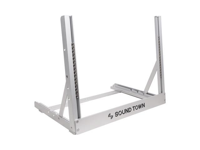Sound Town 8U Aluminum 2-Post Desktop Open-Frame Rack, Angle Adjustable, for Audio/Video, Network Switches, Routers, Patch Panels (2PF-8A)
