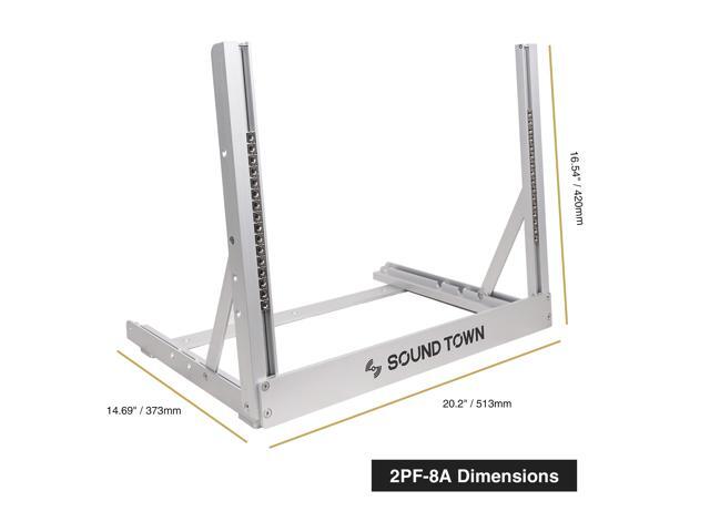 Sound Town 8U Aluminum 2-Post Desktop Open-Frame Rack, Angle Adjustable, for Audio/Video, Network Switches, Routers, Patch Panels (2PF-8A)