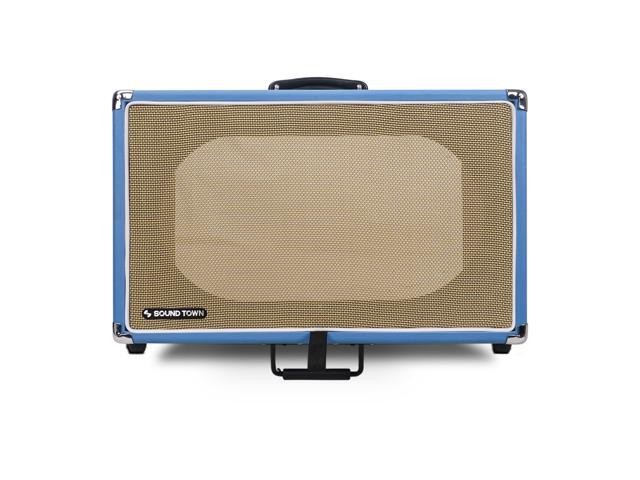 Sound Town Vintage 6U Amp Rack Case, 12.5' Depth with Rubber Feet, Dust Cover, Kickstand, Beau Blue (STVRC-6BL)
