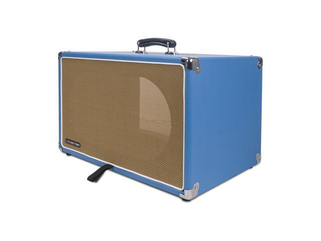 Sound Town Vintage 6U Amp Rack Case, 12.5' Depth with Rubber Feet, Dust Cover, Kickstand, Beau Blue (STVRC-6BL)