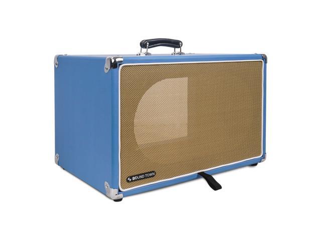 Sound Town Vintage 6U Amp Rack Case, 12.5' Depth with Rubber Feet, Dust Cover, Kickstand, Beau Blue (STVRC-6BL)