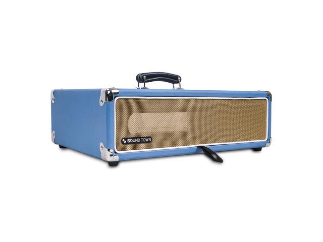 Sound Town Vintage 2U Amp Rack Case, 12.5' Depth with Rubber Feet, Dust Cover, Kickstand, Beau Blue (STVRC-2BL)