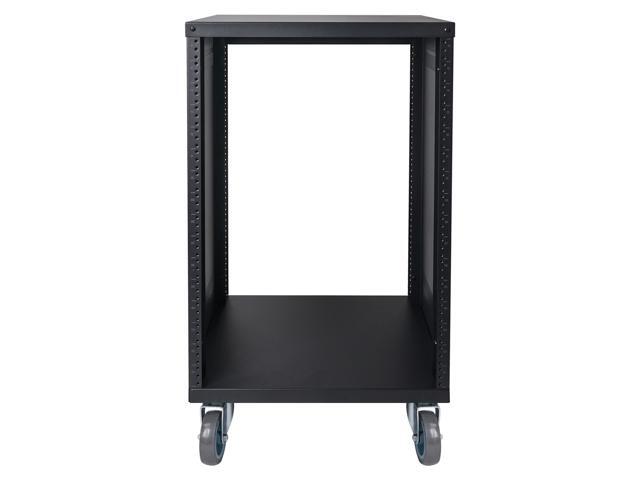 Sound Town 16U Universal Steel Rack, w/Mesh Doors, Locking Casters, Vented Side Panels for Audio Video, Server and Network Equipment (STRK-M16UWD)