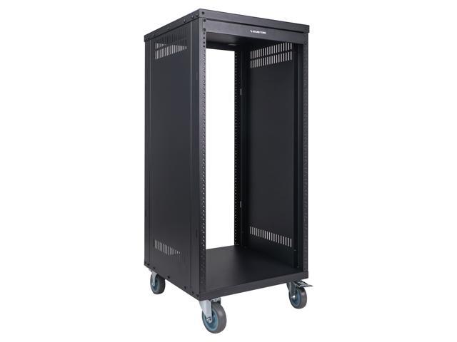 Sound Town 21U Universal Steel Rack, w/Mesh Doors, Locking Casters, Vented Side Panels for Audio Video, Server and Network Equipment (STRK-M21UWD)