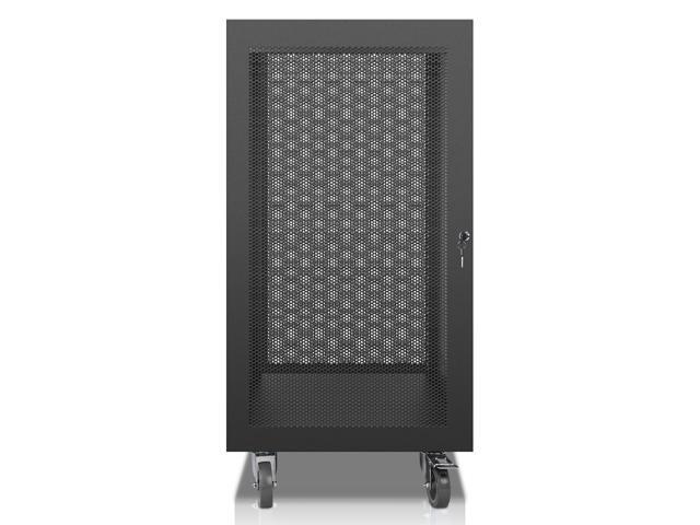Sound Town 21U Universal Steel Rack, w/Mesh Doors, Locking Casters, Vented Side Panels for Audio Video, Server and Network Equipment (STRK-M21UWD)