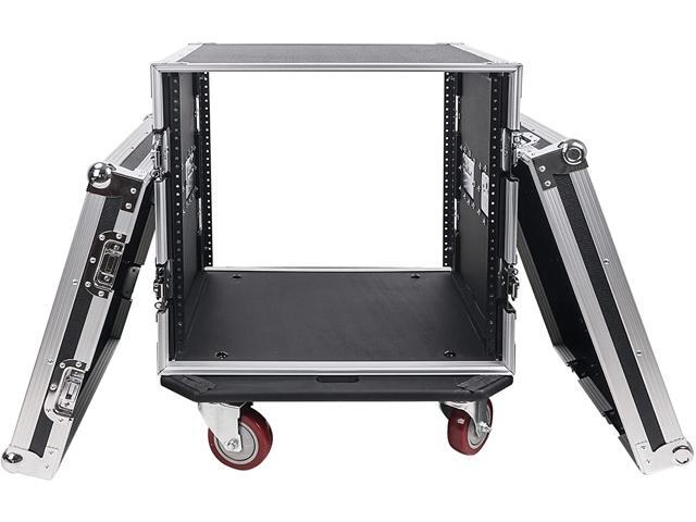 Sound Town 10U PA/DJ Rack/Road Case, 10-Space, with 17" Depth, Casters, Plywood, Metal Ball Corners - Pro Tour Grade (STRC-10UW)