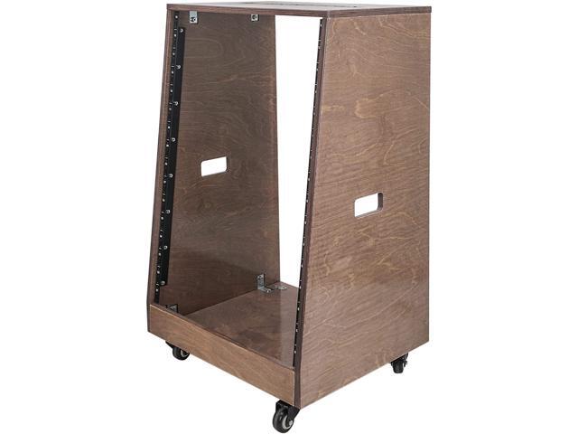 Sound Town DIY Slanted 16U Studio Rack Plywood Weathered Gray Rubber Feet Casters (SDRK-16TB) - image 3
