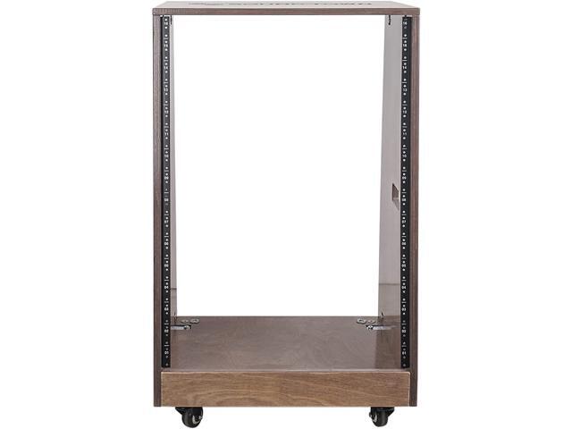 Sound Town DIY Slanted 16U Studio Rack Plywood Weathered Gray Rubber Feet Casters (SDRK-16TB) - image 2