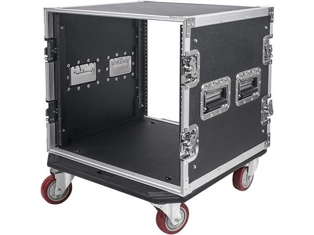 Sound Town 10U PA/DJ Rack/Road Case, 10-Space, with 17" Depth, Casters, Plywood, Metal Ball Corners - Pro Tour Grade (STRC-10UW)