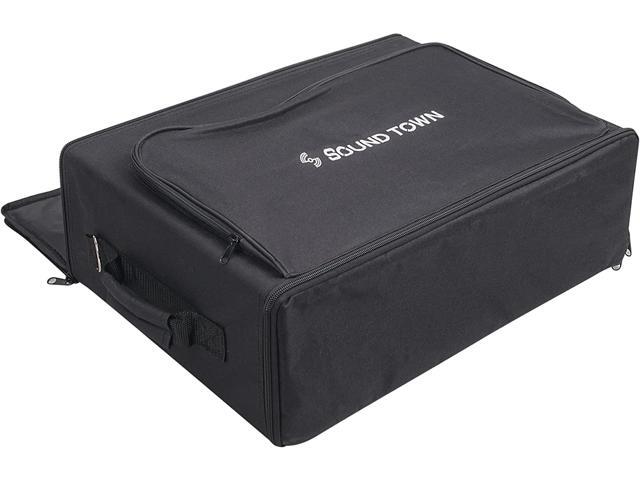 Sound Town Portable 3U Rack Bag, Soft Rack Case with 14' Rackable Depth, Plywood Rack Frame, Shoulder Strap, Accessory Pocket (STRB-316B)