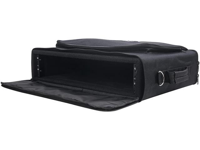 Sound Town Portable 2U Rack Bag, Soft Rack Case with 14' Rackable Depth, Plywood Rack Frame, Shoulder Strap, Accessory Pocket (STRB-216B)