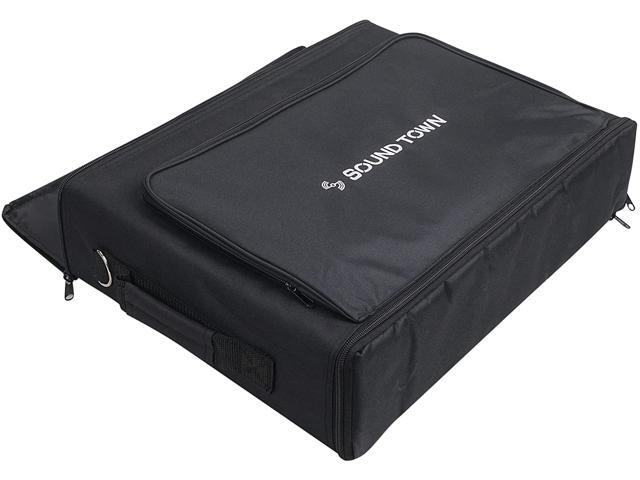 Sound Town Portable 2U Rack Bag, Soft Rack Case with 14' Rackable Depth, Plywood Rack Frame, Shoulder Strap, Accessory Pocket (STRB-216B)