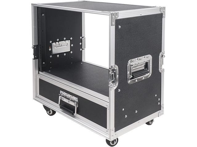 Sound Town 8U Rack Case with 2U Rack Drawer, Casters, for 19' Amps, Mixers, Microphone Receivers (STRC-8U2DR)