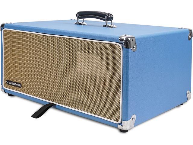 Sound Town Vintage 4U Amp Rack Case, 12.5' Depth with Rubber Feet, Dust Cover, Kickstand, Beau Blue (STVRC-4BL)