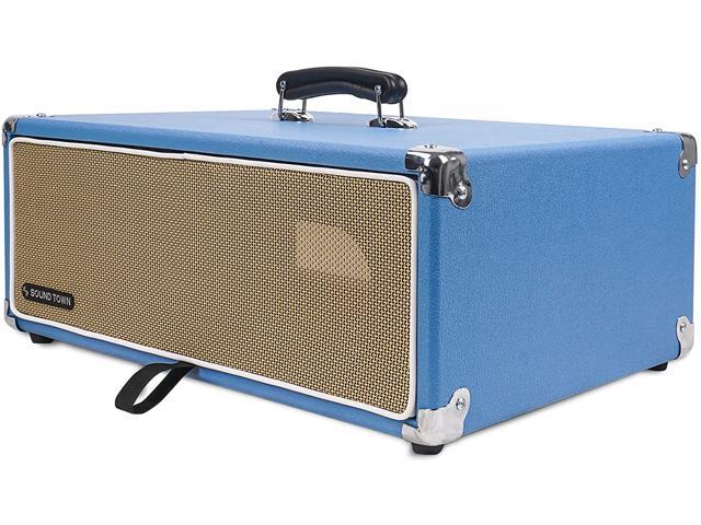 Sound Town Vintage 3U Amp Rack Case, 12.5' Depth with Rubber Feet, Dust Cover, Kickstand, Beau Blue (STVRC-3BL)