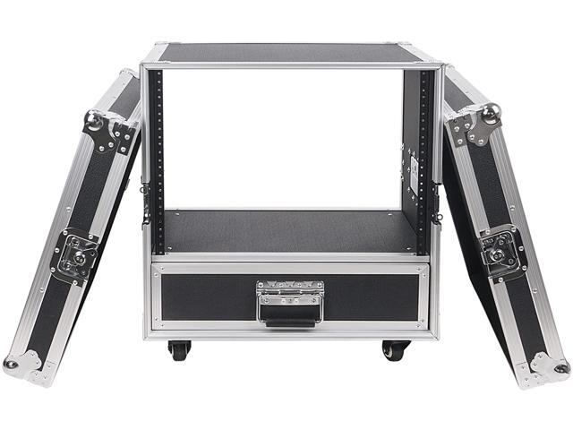 Sound Town 8U Rack Case with 2U Rack Drawer, Casters, for 19' Amps, Mixers, Microphone Receivers (STRC-8U2DR)