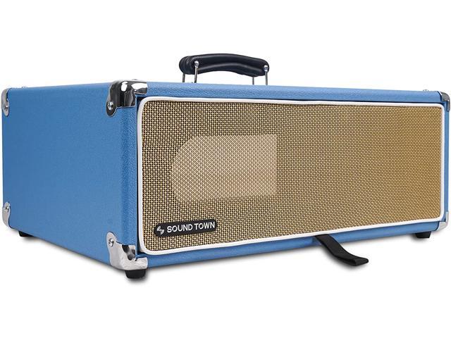 Sound Town Vintage 3U Amp Rack Case, 12.5' Depth with Rubber Feet, Dust Cover, Kickstand, Beau Blue (STVRC-3BL)