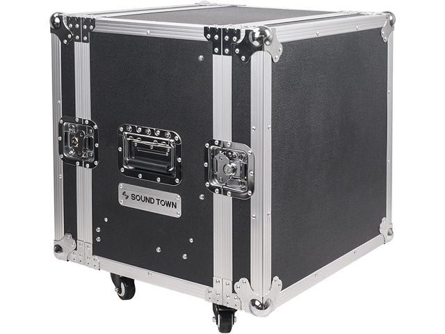 Sound Town 8U Rack Case with 2U Rack Drawer, Casters, for 19' Amps, Mixers, Microphone Receivers (STRC-8U2DR)
