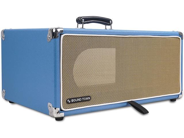 Sound Town Vintage 4U Amp Rack Case, 12.5' Depth with Rubber Feet, Dust Cover, Kickstand, Beau Blue (STVRC-4BL)