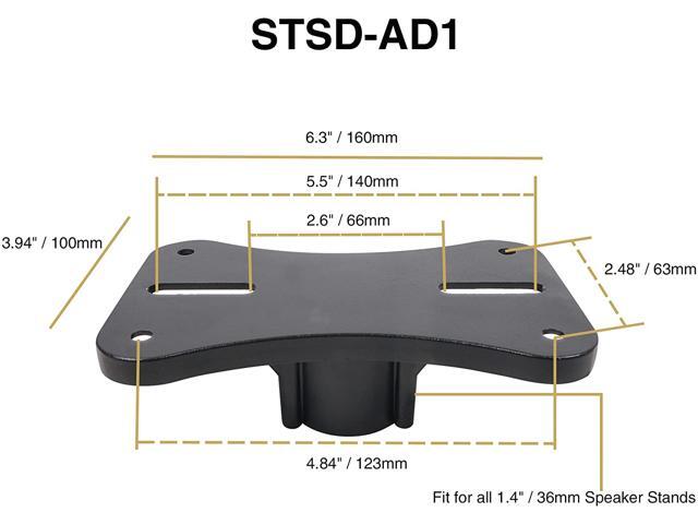 Sound Town 2-Pack Universal 35mm Pole Mounting Speaker Adapter Brackets, Extruded Aluminum, Black (STSD-AD1-PAIR)