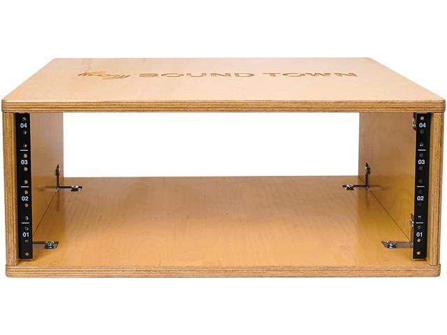 Sound Town DIY 4U Studio Rack with Baltic Birch Plywood, Golden Oak, Assembly Required (SDRK-Y4)