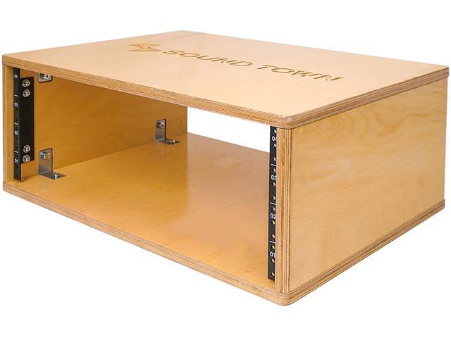 Sound Town DIY 4U Studio Rack with Baltic Birch Plywood, Golden Oak, Assembly Required (SDRK-Y4)