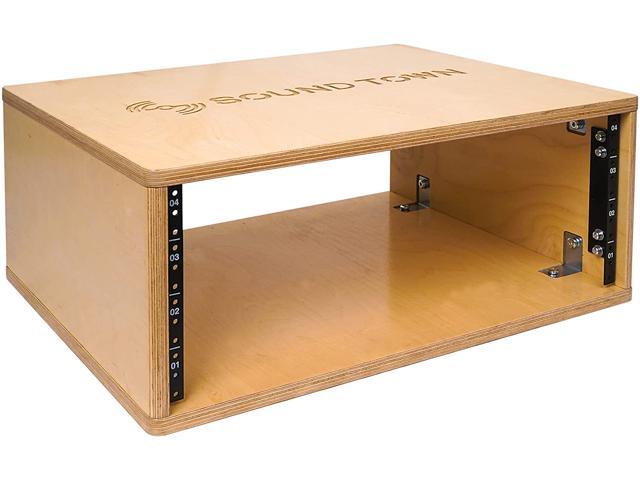Sound Town DIY 4U Studio Rack with Baltic Birch Plywood, Golden Oak, Assembly Required (SDRK-Y4)