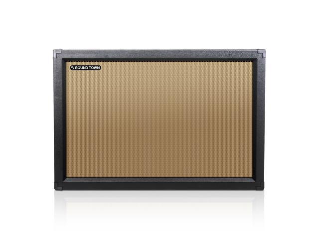 Sound Town 2x12 Empty Guitar Speaker Cabinet, Birch Plywood, Black, Wheat Cloth Grill, Compatible with Celestion/Eminence Speakers (GUC212BK-EC)