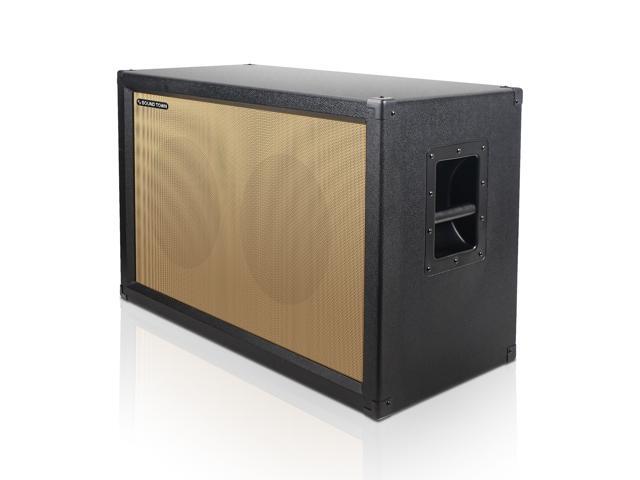 Sound Town 2x12 Empty Guitar Speaker Cabinet, Birch Plywood, Black, Wheat Cloth Grill, Compatible with Celestion/Eminence Speakers (GUC212BK-EC)