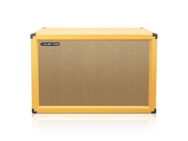 Sound Town 2x12' Empty Guitar Speaker Cabinet, Birch Plywood, Orange, Wheat Cloth Grill, Compatible with Celestion/Eminence Speakers (GUC212OR-EC)