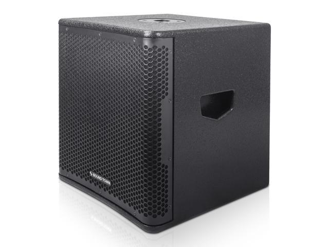 Sound Town OBERON Series 12' 800W Powered PA/DJ Subwoofer with Class-D Amplifier, LPF, Birch Plywood, Black (OBERON-12SPW)