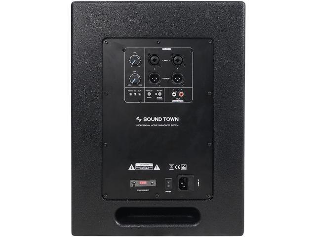 Sound Town Dual 8' 800W Powered PA Subwoofer, Plywood, for Lounge, Club, Bar, Theater, Restaurant, Church (CARME-208SPW)