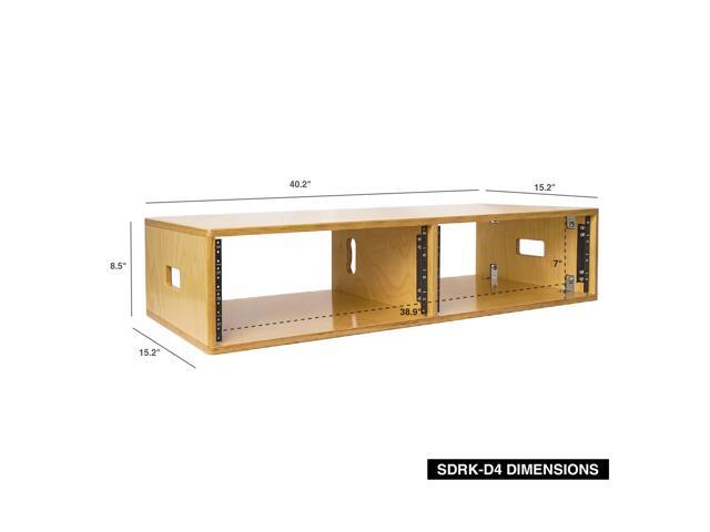 Sound Town DIY 2 x 4U Studio Rack, Plywood, Golden Oak For Recording Room, Home Studio (SDRK-D4)