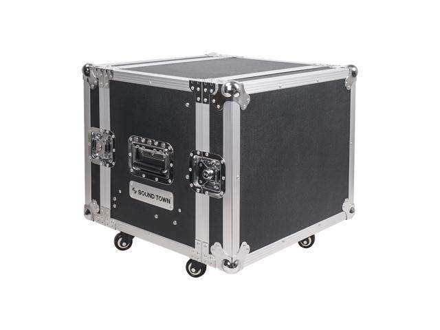 Sound Town 6U Rack Case with 2U Rack Drawer, Casters, for 19' Amps, Mixers, Microphone Receivers (STRC-6U2DR)