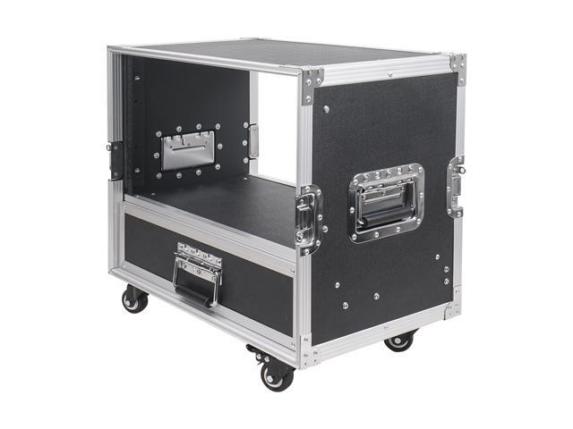 Sound Town 6U Rack Case with 2U Rack Drawer, Casters, for 19' Amps, Mixers, Microphone Receivers (STRC-6U2DR)