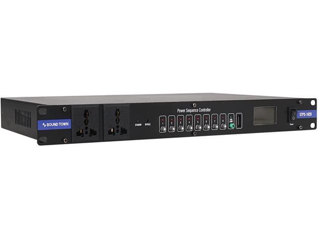 Sound Town Rack-Mountable AC Power Conditioner / Sequencer with 10 Outlets, Protection, Voltage Display, for Stage, Studio, Home Theater (STPS-1028)