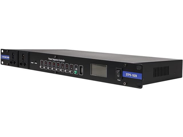 Sound Town Rack-Mountable AC Power Conditioner / Sequencer with 10 Outlets, Protection, Voltage Display, for Stage, Studio, Home Theater (STPS-1028)