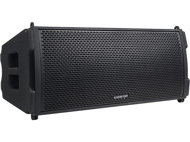 Sound Town Dual 10' Water-Resistant Passive Line Array Loudspeaker, Full Range/Bi-Amp Switchable, Black (ZETHUS-IP210)