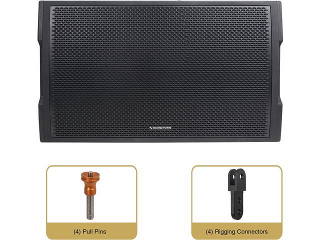 Sound Town 18' 2400W Water-Resistant Passive Line Array Subwoofer with 4.5' Voice Coil, Carbon Fiber Cone, Black (ZETHUS-IP118S)