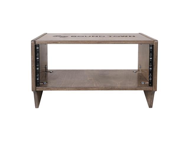 Sound Town DIY 4U Angled Desktop Turret Studio Rack with Baltic Birch Plywood, Weathered Gray, Assembly Required (SDRK-Y4SLB)