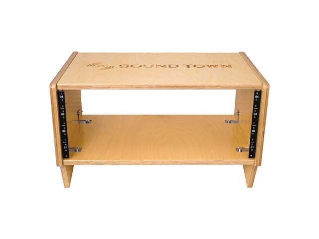 Sound Town DIY 4U Angled Desktop Turret Studio Rack with Baltic Birch Plywood, Golden Oak, Assembly Required (SDRK-Y4SL)