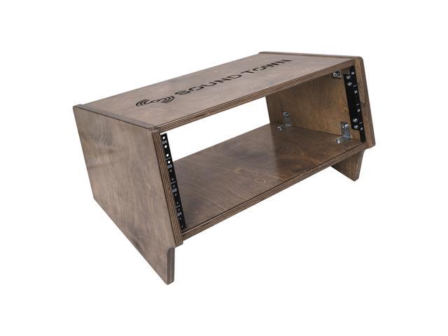 Sound Town DIY 4U Angled Desktop Turret Studio Rack with Baltic Birch Plywood, Weathered Gray, Assembly Required (SDRK-Y4SLB)