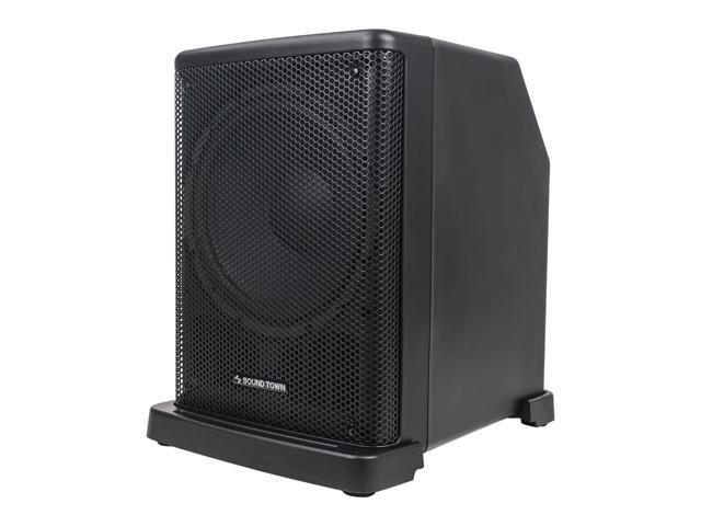 Sound Town Portable PA/DJ System w/ 12' Powered Subwoofer, 8 x 3 Column Speaker and Two UHF Wireless Microphones (CARPO-L2SWM01)