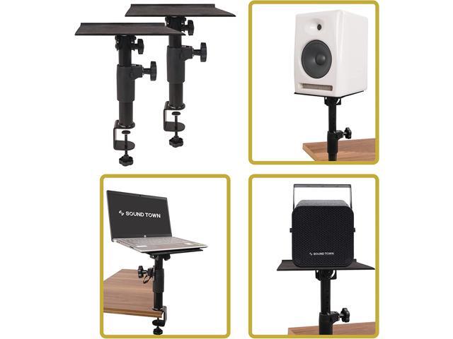 Sound Town 2-Pack Desktop Clamp-On Studio Monitor Speaker Stands with Horizontal/Vertical Speaker Orientation (STSD-DCM-PAIR)