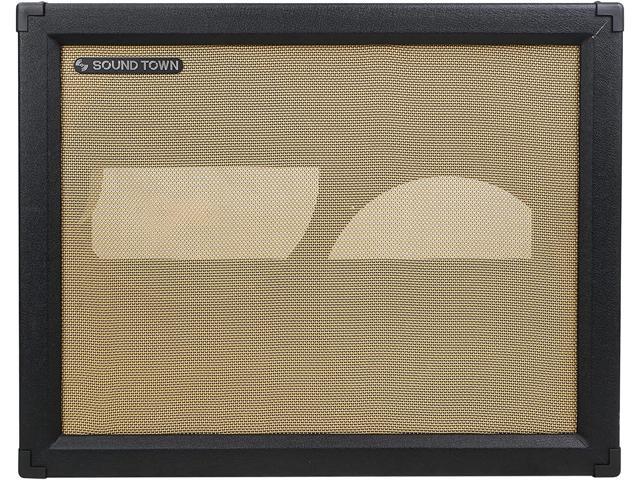 Sound Town 2x12 Empty Guitar Speaker Cabinet, Birch Plywood, Black, Wheat Cloth Grill, Compatible with Celestion/Eminence Speakers (GUC212OBBK-EC)