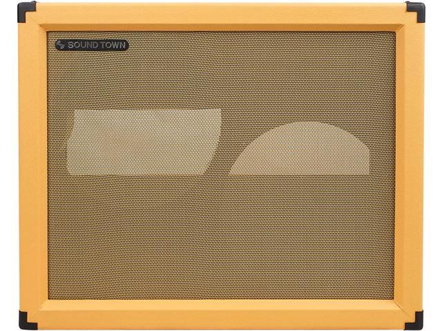 Sound Town 2 x 12 Empty Open-Back Guitar Speaker Cabinet, Birch Plywood, Mono/Stereo Jack Plate, Orange, Wheat Cloth Grill, Compatible...
