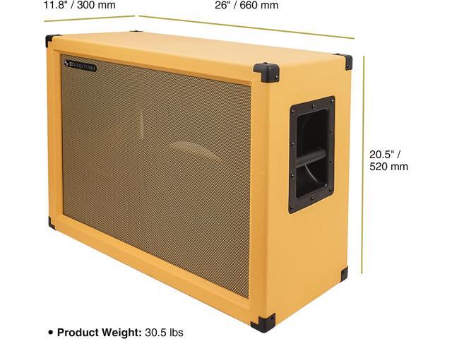 Sound Town 2 x 12 Empty Open-Back Guitar Speaker Cabinet, Birch Plywood, Mono/Stereo Jack Plate, Orange, Wheat Cloth Grill, Compatible...