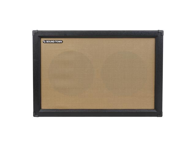 Sound Town 2 x 12 Guitar Speaker Cabinet  Birch Plywood  Black Tolex  Wheat Cloth Grille (GUC212BK) - image 2