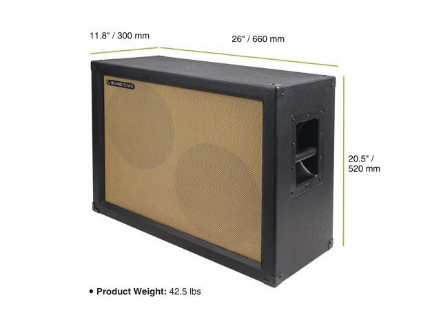 Sound Town 2 x 12 130W Open-Back Guitar Speaker Cabinet, Birch Plywood, Black Tolex, Wheat Cloth Grille (GUC212OBBK)